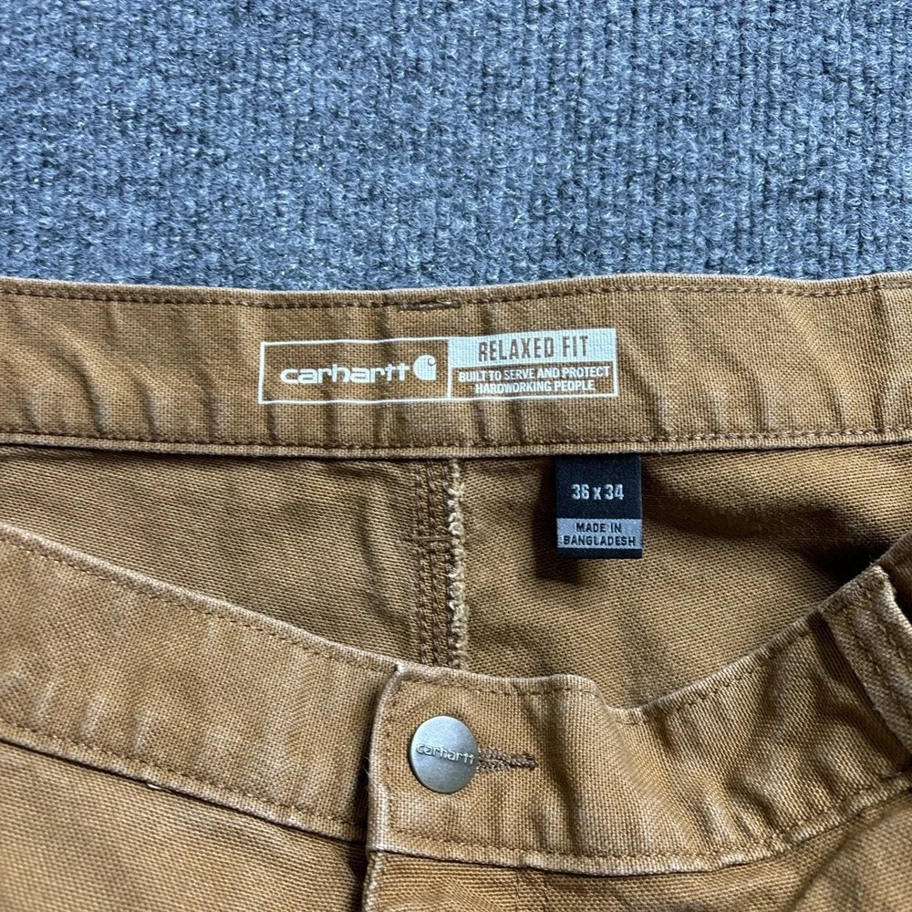 Carhartt Work Pants Men's 36x34 Brown Relaxed Fit‎ Double Front Duck 103334-211